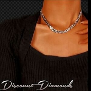 Titanium 3 Strand Blade Choker / Necklace in 18K White Gold